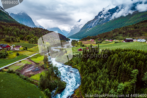 Image of lovatnet lake Beautiful Nature Norway.