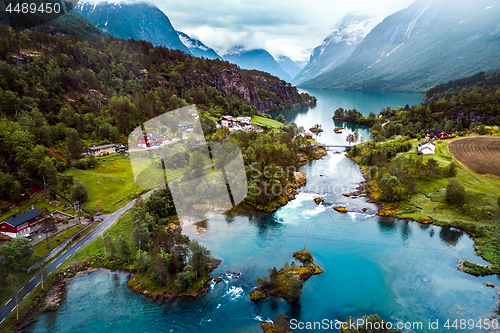 Image of lovatnet lake Beautiful Nature Norway.