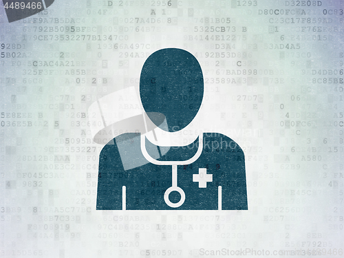 Image of Healthcare concept: Doctor on Digital Data Paper background