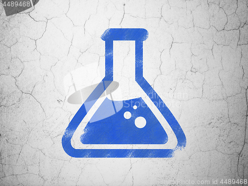 Image of Science concept: Flask on wall background