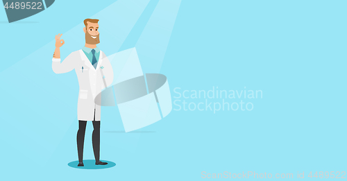 Image of Doctor showing ok sign vector illustration.