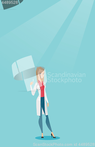 Image of Doctor holding syringe vector illustration.