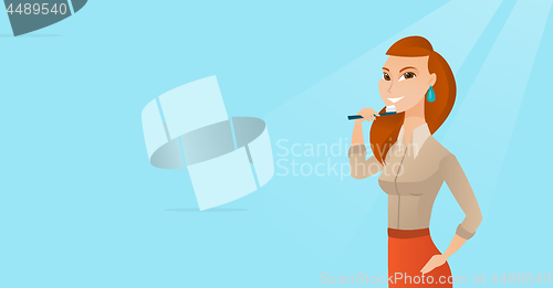 Image of Woman brushing her teeth vector illustration.