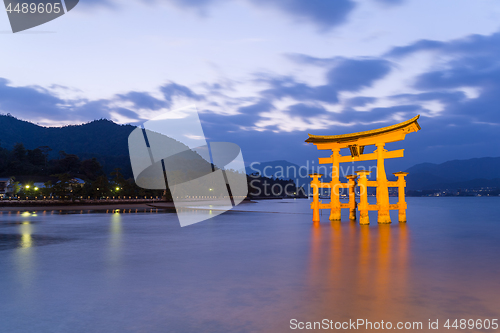 Image of Itsukushima Shrine at night