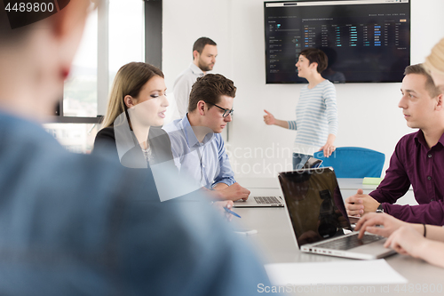 Image of Business Team At A Meeting at modern office building