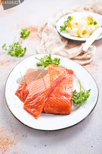 Image of salmon fish and butter 