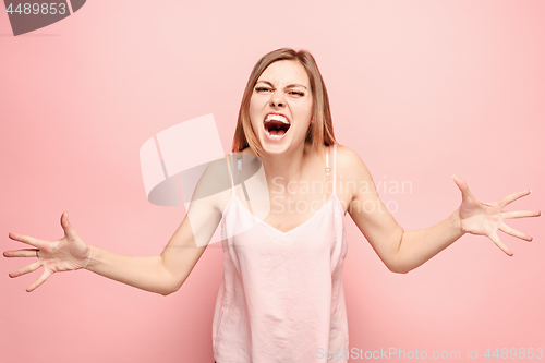 Image of Winning success woman happy ecstatic celebrating being a winner. Dynamic energetic image of female model