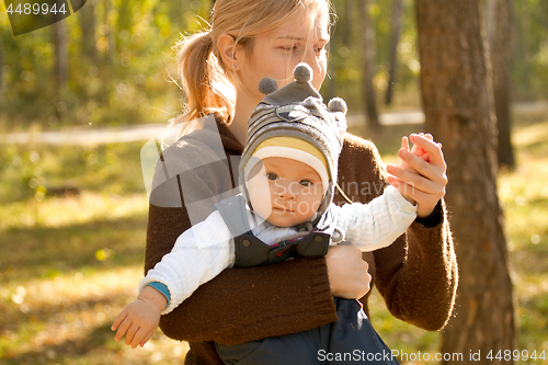 Image of Baby Boy or Girl Have Fun Outdoors