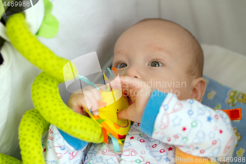 Image of Baby Boy or Girl lying Down in Pram