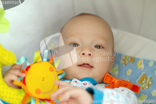 Image of Baby Boy or Girl lying Down in Pram