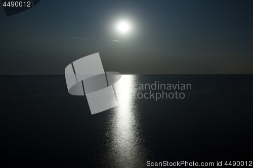 Image of Moon above the water with moonlight