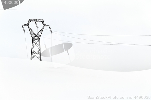 Image of Electric power lines in snow