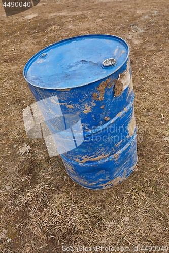 Image of Dirty Blue Oil Barrel