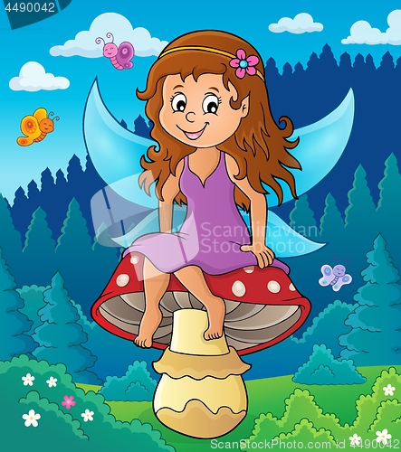 Image of Fairy sitting on mushroom theme 2