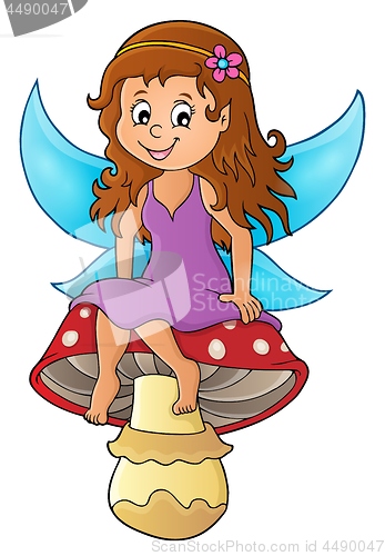 Image of Fairy sitting on mushroom theme 1