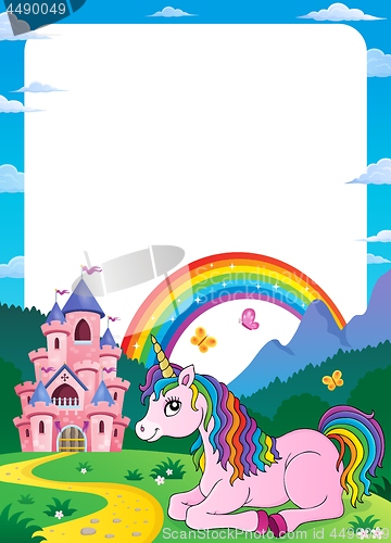 Image of Unicorn near castle theme frame 5