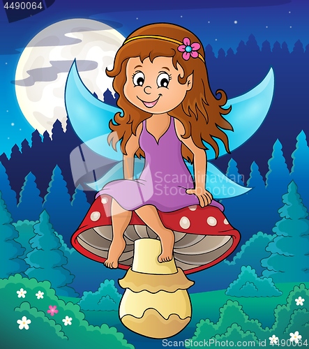 Image of Fairy sitting on mushroom theme 3