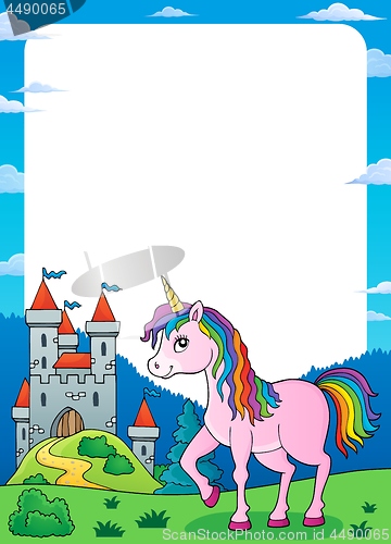 Image of Unicorn near castle theme frame 1