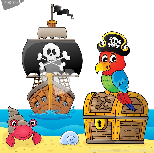 Image of Pirate parrot on treasure chest topic 5