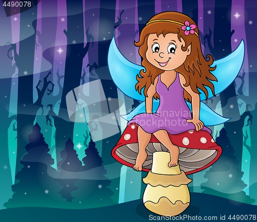 Image of Fairy sitting on mushroom theme 4