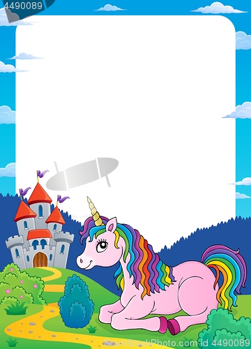 Image of Unicorn near castle theme frame 2