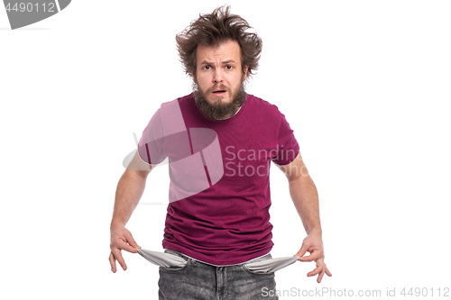 Image of Crazy bearded man emotions and signs