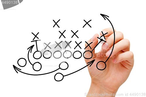 Image of Coach Drawing American Football Playbook Strategy