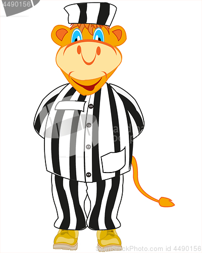 Image of Vector illustration comic animal in striped cloth prisoner