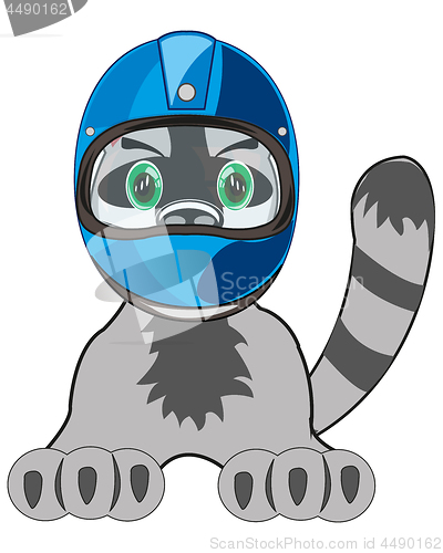 Image of Vector illustration animal cat in defensive helmet of the racer