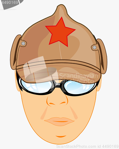 Image of Vector illustration of the head men in headgear budenovka