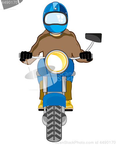 Image of Man in defensive send on motorcycle type frontal