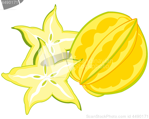 Image of Carambola fruit on white background is insulated