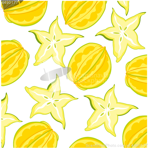 Image of Fruit carambola decorative pattern on white background