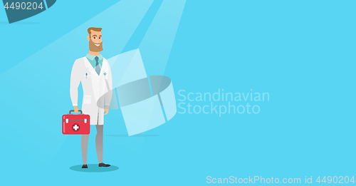 Image of Doctor holding first aid box vector illustration.