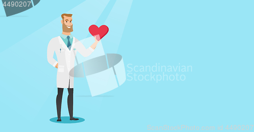 Image of Doctor cardiologist holding heart.