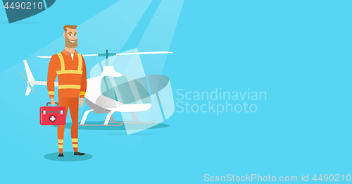 Image of Doctor of air ambulance vector illustration.