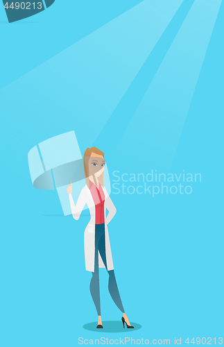 Image of Doctor showing finger up vector illustration.