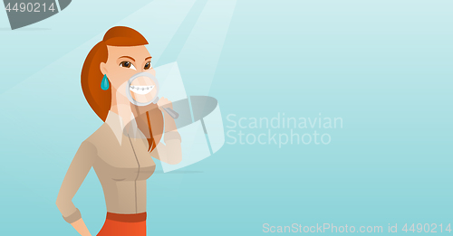 Image of Woman examining her teeth with a magnifier.