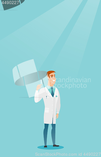 Image of Doctor holding syringe vector illustration.