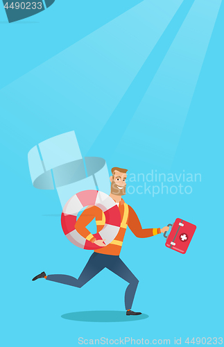 Image of Paramedic running with first aid box.