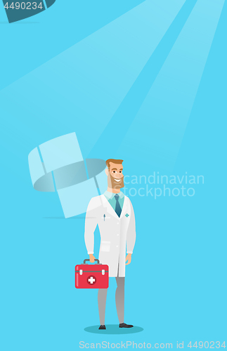 Image of Doctor holding first aid box vector illustration.