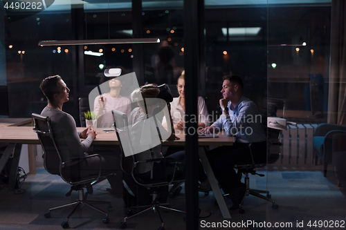 Image of Multiethnic Business team using virtual reality headset