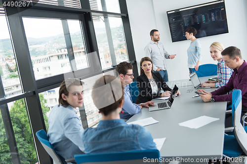 Image of Business Team At A Meeting at modern office building