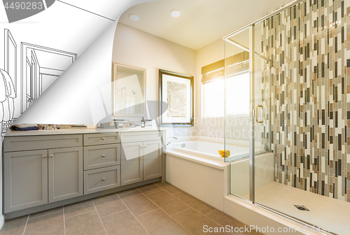 Image of Master Bathroom Photo Page Corner Flipping with Drawing Behind