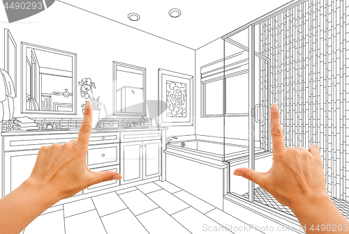 Image of Hands Framing Custom Master Bathroom Drawing