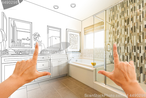 Image of Hands Framing Custom Master Bathroom Drawing and Photo Gradation