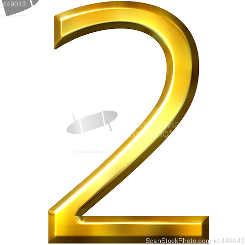 Image of 3d golden number 2