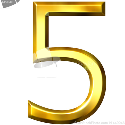 Image of 3d golden number 5