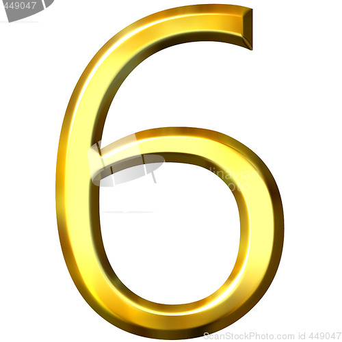 Image of 3d golden number 6