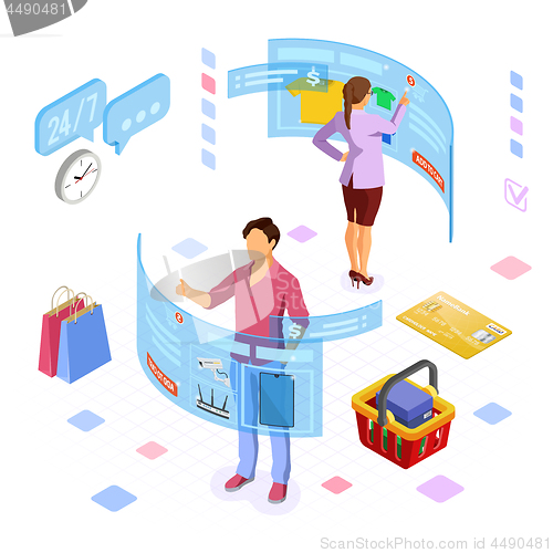 Image of Isometric Virtual Augmented Reality Shopping